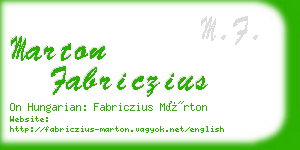 marton fabriczius business card